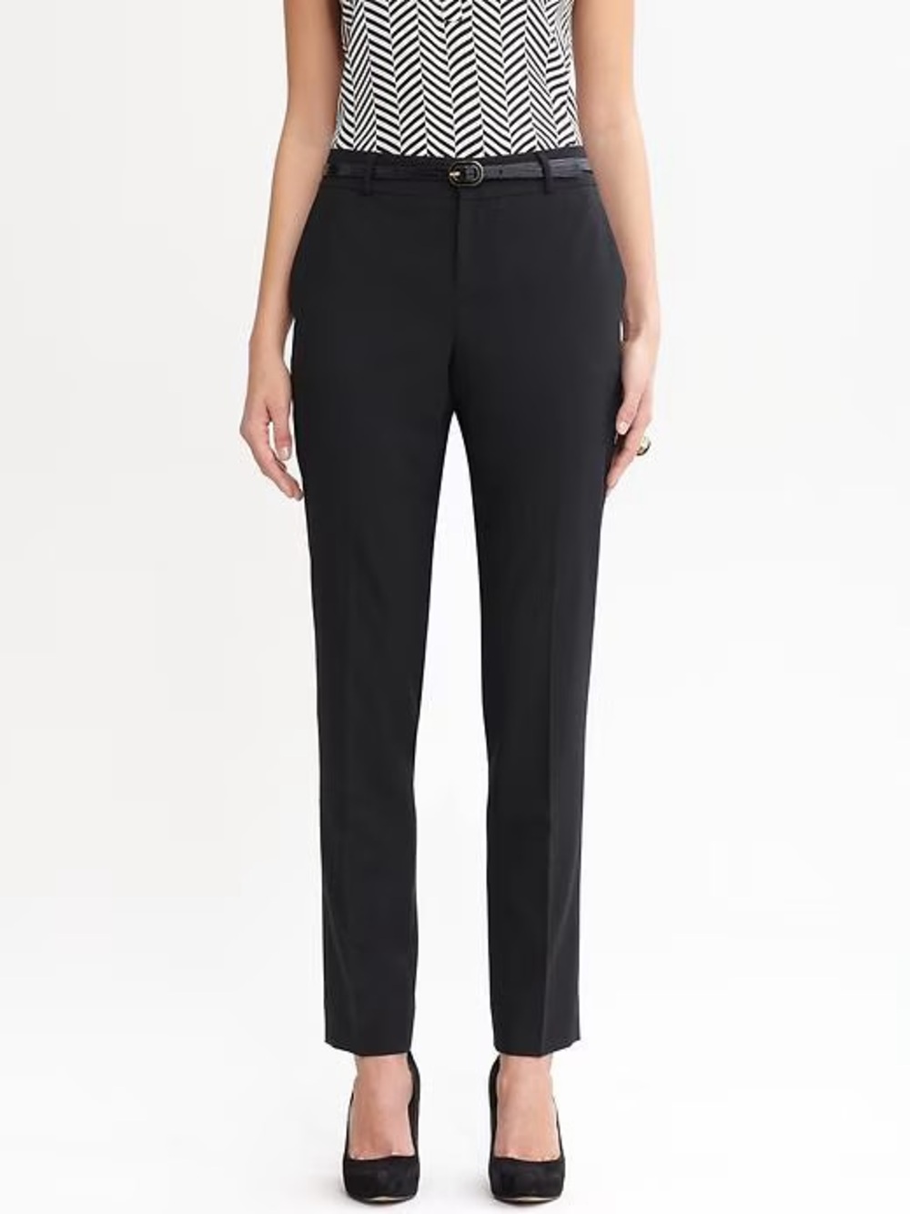 Banana Republic Martin Fit Black Lightweight Wool Slim Ankle Pant Size 8 Short